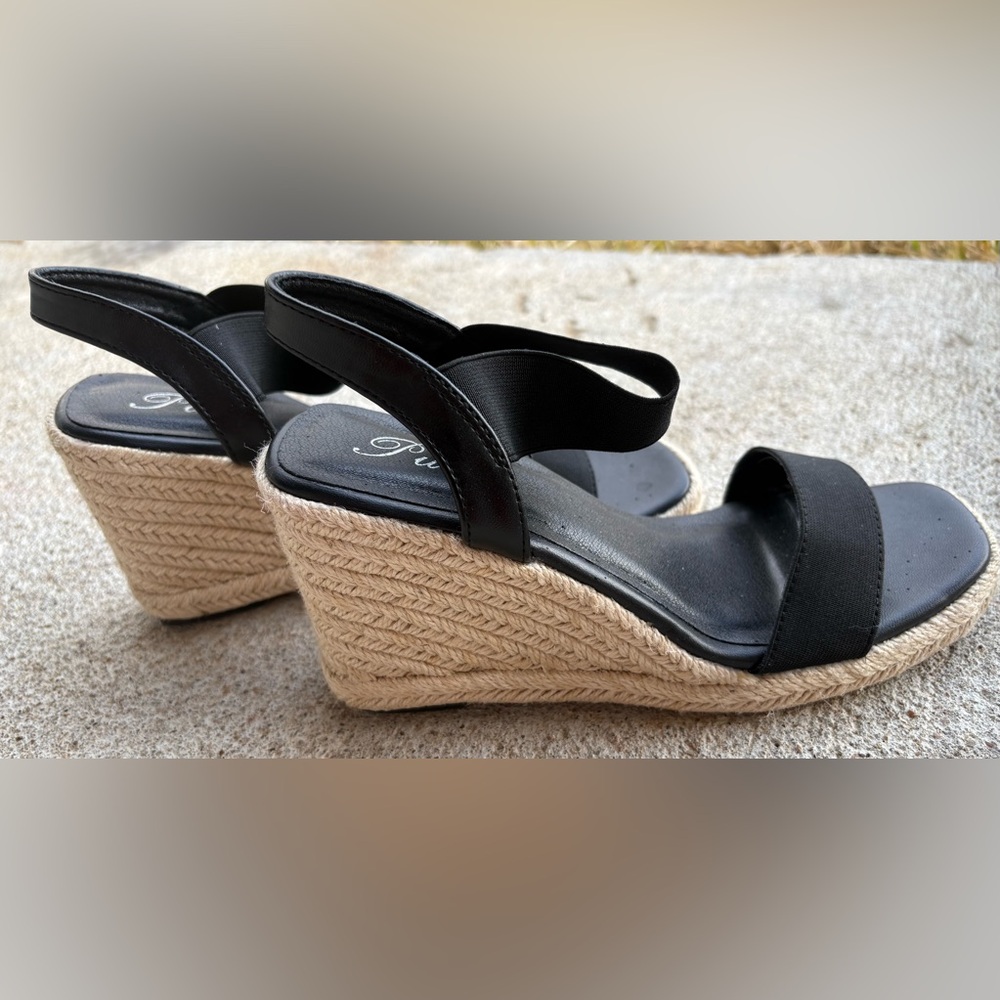 Black Wedge Sandals